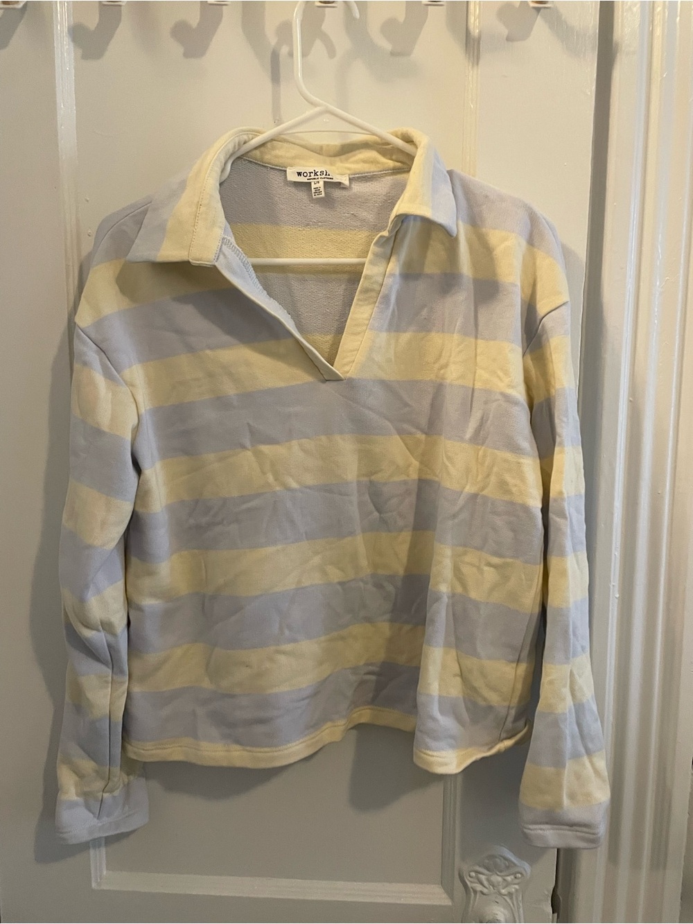 Striped Rugby Pullover in Pale Yellow & Light Blue